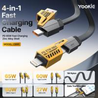 Kabel Data YooKiE CB95 65W 4 in 1 Bahan Zinc Alloy USB-A/Type-C ke Type-C/ 1M 3A Pengisian Cepat Berlapis Nilon