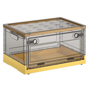 Large Plastic Folding Storage Box with Cover Book Brown Toy Pulley Organizer