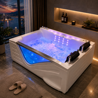 Baignoire intérieure en acrylique HG de haute qualité avec poignée avant dorée, deux appuie-têtes noirs et éclairage intérieur bleu pour projets