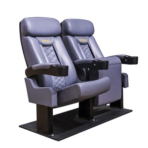 Sièges de cinéma doubles gris et violet clair avec porte-gobelets, mobilier de cinéma inclinable - Product Image 1