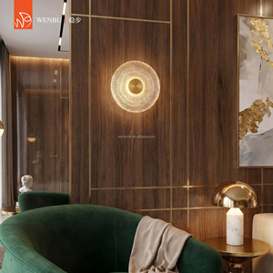 Lampe murale en verre rond contemporaine faite à la main pour villa, salon, hôtel, hall d'entrée, salon - Product Image 5
