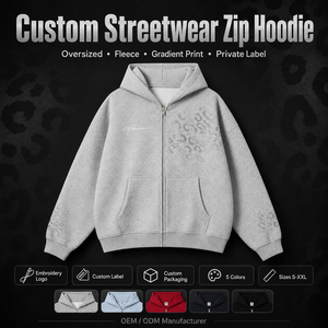 Sweat à capuche zippé épais en molleton 345 GSM, coupe ample et oversize, imprimé 3D, marque privée, streetwear, sweats à capuche unis en gros, personnalisables - Product Image 1