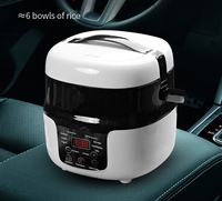 Cuisinière à riz numérique portable 2L en forme de tambour pour voiture, multicuiseur pour soupes et bouillies, pour boîte à lunch de camion, universel 12-24-220V