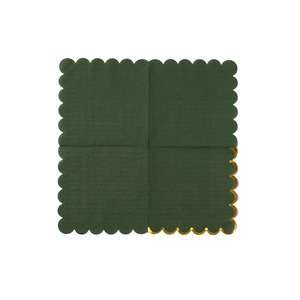 Green Gold Trim Paper Napkins 250mm Square Disposable Wedding Party Tableware - Product Image 5