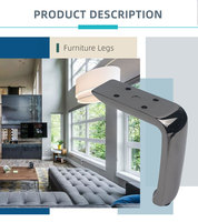 Pieds de canapé robustes en fer épaissi, supports de quincaillerie pour meubles d'extérieur, armoires de salle de bain, tables basses, pieds de lit angulaires solides