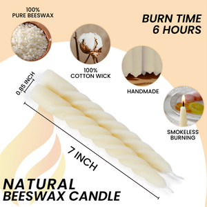 Long Burning Beeswax <strong>Taper</strong> <strong>Candles</strong> Yellow Spiral <strong>Candles</strong> for Home Decor Party Festival Celebration - Product Image 6