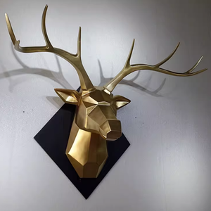 Statue murale en résine Tête de <span class=keywords><strong>cerf</strong></span> avec bois de <span class=keywords><strong>cerf</strong></span>, Sculpture artistique pour salon, Décoration intérieure - Product Image 6
