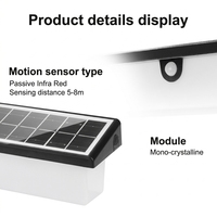Lampu Dinding LED PIR Tenaga Surya Lumen Tinggi IP65 Tahan Air 6000K Cahaya Siang Hari Sensor Dapat Diredupkan untuk Pagar Taman Luar Ruangan