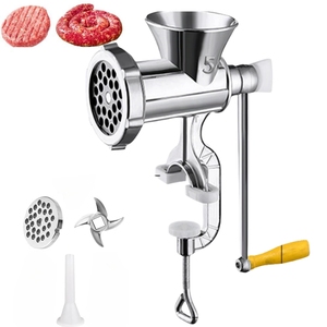 Picadora de Carne Manual de Acero Inoxidable con Abrazadera para Mesa - Molinillo de Manivela para Carne de Res, Cerdo, Salchichas y Hamburguesas - Product Image 1