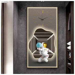 Horloge murale artistique en céramique haut de gamme, avec motifs Arbre de la prospérité doré, Clair de lune et Système de guérison Cerf marin - Product Image 4