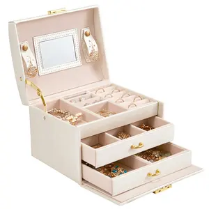 Atacado amazon caixa de espelho de jóias-Amazon caixa de joias portátil espelhada, venda superior, armazenamento de pulseira, joias, caixa de presente para aniversário, casamento