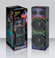 Altavoz Triple Premium de 12 Pulgadas para Eventos con Dos Micrófonos Inalámbricos para Espectáculo de Luces RGB con Sincronización Rítmica para Actuaciones en Vivo