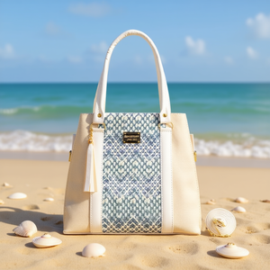 Bolso Tote Mediano de Yute para Mujer Fana Fauna, con Estampado de Leopardo Blanco, Bolso de Playa - Product Image 2