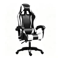Chaise de jeu exécutive ergonomique en cuir avec support lombaire, accoudoirs inclinables et réglables, hauteur réglable, pivotant à 360 degrés, en métal