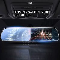 Enregistreur vidéo pour rétroviseur de voiture DVR 4.3 pouces LCD HD 1080P Miroir à double objectif Caméra de bord pour voitures avec caméra de recul étanche