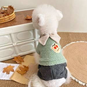 Dog Clothes Autumn <b>Winter</b> Fleece Lined <b>Overalls</b> Thick Four Legged Small Dogs Teddy Solid Color Polyester Coats Jackets - Product Image 3