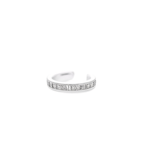 Orecchini a polsino in oro bianco E4247 con diamanti rotondi brillanti incastonati a canale, gioielli classici unisex alla moda - Product Image 1