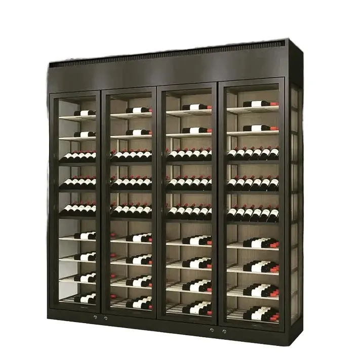 Penyimpanan Botol kabinet kulkas anggur berdiri bebas pendingin cepat dengan pintu kaca untuk aplikasi Hotel colokan Eropa