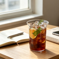 Tasse à café latte de style européen 350 ml, verre borosilicate haut de gamme, pour boissons froides, vente en gros d'usine