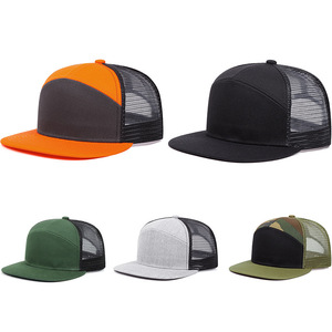 Venta al por mayor de cuero personalizado parche logotipo bordado en blanco Richardson 168 plano Bill gorra 7 paneles Snapback malla gorras de camionero - Product Image 3