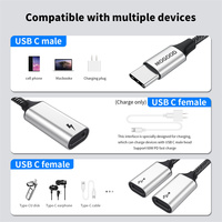 Hub USB C à charge rapide 60W PD, type C tressé en nylon vers USB A + double adaptateur USB C pour clé USB, clavier, souris, hub USB C 3 en 1