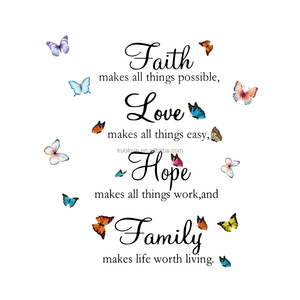 Proverbes étrangers Slogan inspirant papillon fleur Stickers muraux Studio porche décoration papier peint autocollants auto-adhésifs - Product Image 2