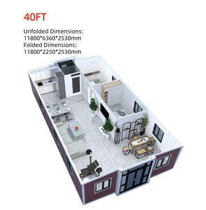 Maison conteneur moderne préfabriquée expansible, 2 villas de 3 chambres avec salle de bain, cuisine, <span class=keywords><strong>espace</strong></span> de vie luxueux prêt à vivre - Product Image 2
