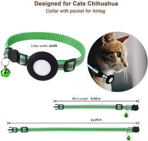 Collar para Gato con Campana, Reflectante, con Diseño de Huella de Pata, Correa de Nailon, Soporte para AirTag para Rastreo GPS, Seguridad para Mascotas - Product Image 4