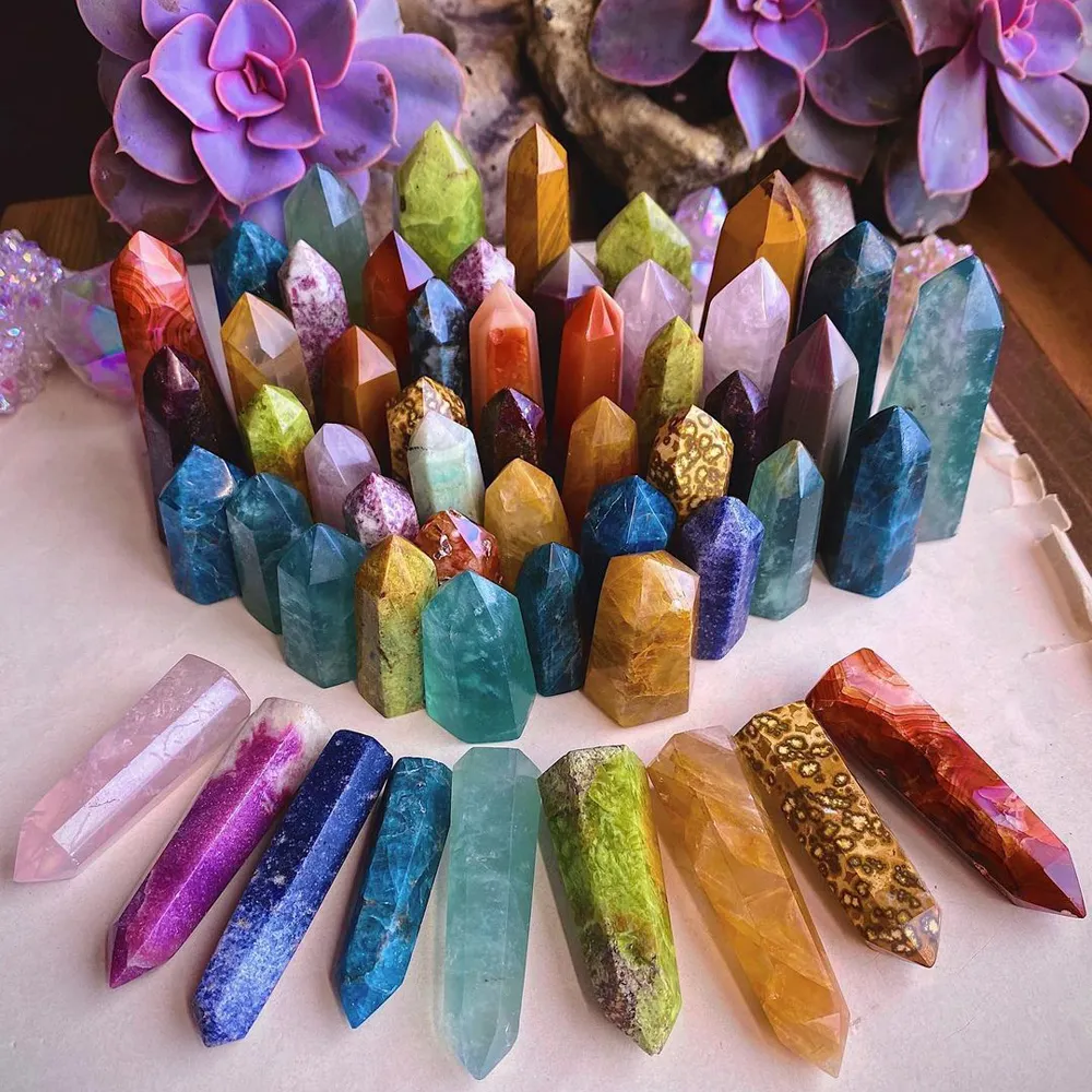 Wholesale Natural High Quality Gemstone Healing Stone Small Rose Quartz Amethyst Point Wand For Decoration