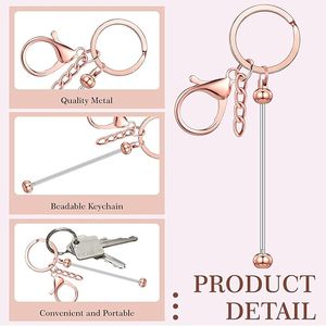 Factory Direct Beadable Keychain Bars Bulk Beaded Metal Keyring for Jewelry Making Crafts Custom Color Packaging Manufacturer - Product Image 3