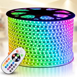 Tira de Luz LED RGB SMD 5050 de 100m, Impermeable IP65, de Plástico, para Paisajismo, con Control Remoto, 110V 220V, Flexible - Product Image 1