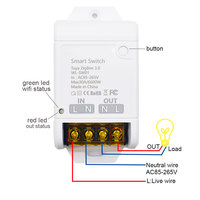 F0404 Zigbee Smart Relay Module 30A AC 85-265V Switch Bekerja dengan Tuya WiFi Smart Life Alexa Google Remote Control Automation
