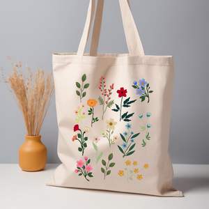 Sacchetti di <span class=keywords><strong>cotone</strong></span> stampati personalizzati in fabbrica sacchetti di Tote per piante floreali sacchetti di <span class=keywords><strong>cotone</strong></span> di alta qualità con vari modelli possono essere personalizzati - Product Image 1