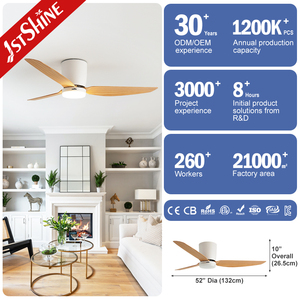 Ventilador de techo LED 1stshine Ventilador de techo interior Techo 52 pulgadas Ventilador de techo ajustable de montaje empotrado con control remoto - Product Image 3