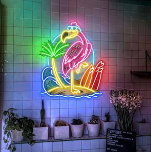 Letreros LED 3D de Neón Flamingo con Clasificación IP65, DC12V, Regulables, para Decoración de Bares al Aire Libre, <span class=keywords><strong>Luz</strong></span> de Surf, <span class=keywords><strong>Hola</strong></span> Verano, Acrílico, Jardín Interior - Product Image 2