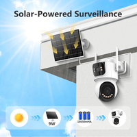 AOV 24 Hours Working 2.4G Wifi Dual Lens Solar Panel 9W 10000mA Battery Home Security Wireless Outdoor Camera ICSee App