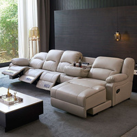 Canapé d'angle moderne Ferly Capsule en cuir fonctionnel avec fonction de relaxation pour salon