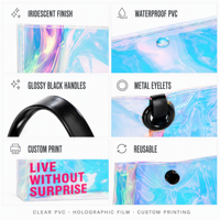 Sac de plage transparent imperméable en PVC scintillant, sac fourre-tout tendance à ouverture facile pour les vacances et les stations balnéaires, vente en gros