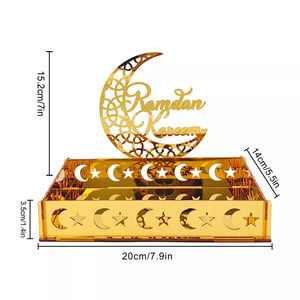 2024 New tide Custom Made Gold Acrylic Silk-Screen Printed Iftar <b>Ramadan</b> Kareem Tray <b>Decoration</b> for Islam - Product Image 4