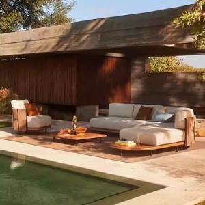 Ensemble de canapés en rotin d'extérieur en forme de L, structure en aluminium, résistant aux UV, rotin PE imperméable, mobilier de jardin pour villa et cour - Product Image 1