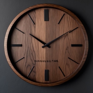 Eterna Noir Wooden Wall <b>Clock</b> Silent Non Ticking Analog Decorative Round <b>Clock</b> for Living Room Bedroom <b>Office</b> Home Decor - Product Image 5