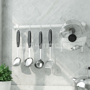 Supports de rangement muraux en métal auto-adhésifs robustes outil de nettoyage organisateur de <span class=keywords><strong>balai</strong></span> pour <span class=keywords><strong>cuisine</strong></span> jardin blanchisserie - Product Image 1
