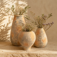 Pots à fleurs Wabi-Sabi ARM LVG, vase en céramique vintage, poterie rustique texturée, décoration d'hôtel et de maison, récipients floraux en grès