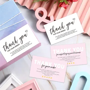 Оптовая продажа, низкий минимальный заказ, белая и розовая бумага с надписью Thank You, карточка для подарочных карт