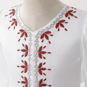 Nuovo Design Abito per Bambini Eid Al-Fitr Ricamato Bianco Costume Islamico Musulmano per Bambini Abiti Lunghi Formali da Damigella con Fiori - Product Image 4