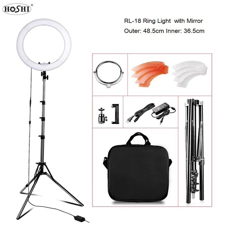 HOSHI 18 inch 55W RL-18 LED Ring Light Makeup Lamp Dimmable Ring Lighting for Make-up artist Videographer YouTube Photo Shooting