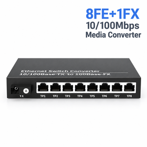 ตัวแปลงสัญญาณไฟเบอร์ 100Mbps 8FE+1FX 1 พอร์ตไฟเบอร์ 8 พอร์ต RJ45 รองรับไฟภายนอก DC5V 2A รองรับแรงดันไฟฟ้ากว้าง 5-12V - Product Image 1
