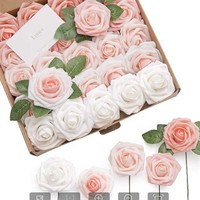 50 roses artificielles en mousse PE avec tiges, style fleurs séchées, boîte cadeau pour la Saint-Valentin, décoration pour la maison et les fêtes