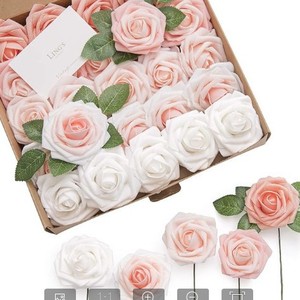 50 piezas de rosas de espuma PE, flores artificiales con tallos, estilo de flores secas, caja de regalo para el Día de San Valentín, para decoración del hogar y fiestas. - Product Image 5