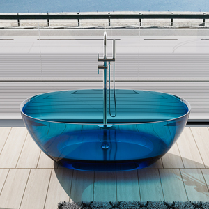 <span class=keywords><strong>Prix</strong></span> d'usine Italie Design Offres Spéciales Résine Pierre Baignoire Transparente Facile À Nettoyer Baignoire Transparente Autoportante Trempage sur Remise - Product Image 3